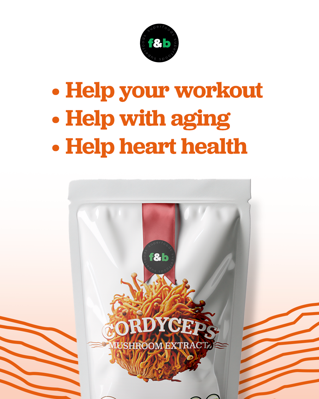 f&b superfoods Organic Cordyceps Mushroom Extract Powder, 8 Ounces | Fruit Body & Mycelium Extract | Active Polysaccharides & Cordycepic Acid | Supports Energy & Immune Health