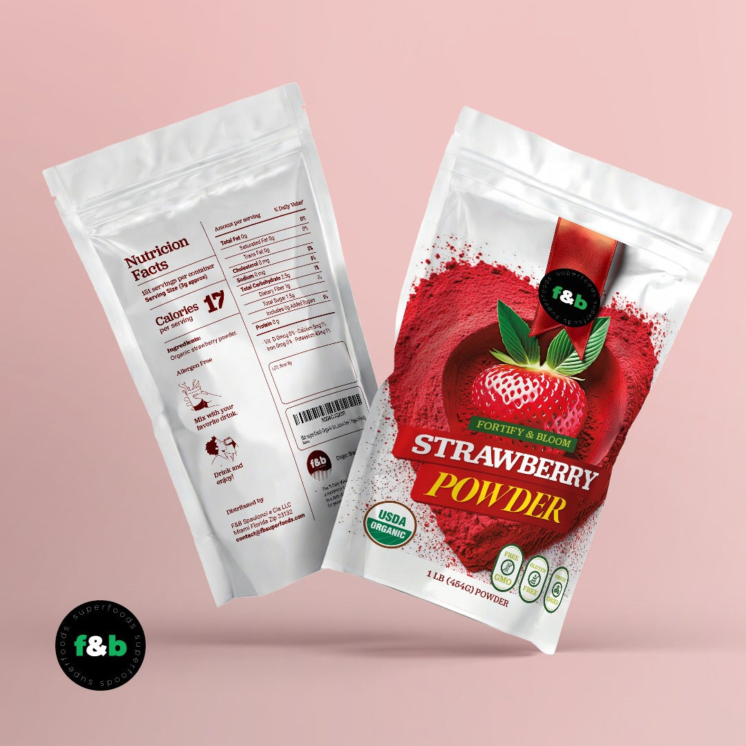 Organic Freeze Dried Strawberry Powder, 8oz (227g) | 100% Natural Fruit Powder | No Sugar| Great Flavor for Drinks, Smoothie | Non-GMO | Gluten free |
