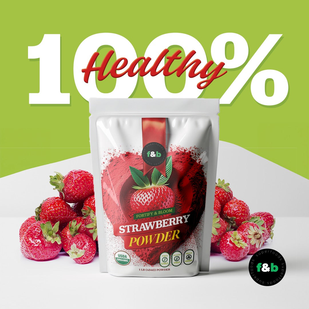 Organic Freeze Dried Strawberry Powder, 8oz (227g) | 100% Natural Fruit Powder | No Sugar| Great Flavor for Drinks, Smoothie | Non-GMO | Gluten free |