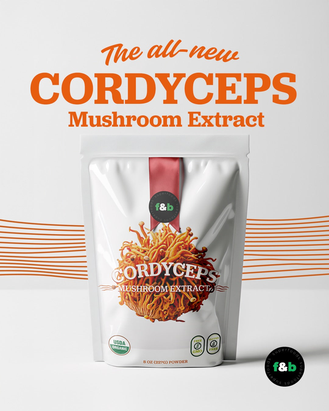 f&b superfoods Organic Cordyceps Mushroom Extract Powder, 8 Ounces | Fruit Body & Mycelium Extract | Active Polysaccharides & Cordycepic Acid | Supports Energy & Immune Health