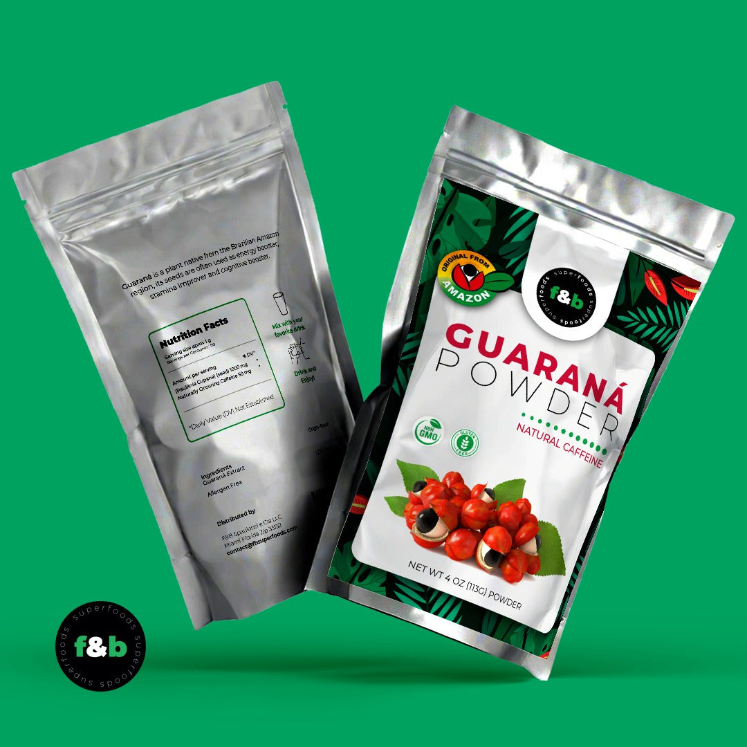 f&b superfoods Guarana Powder - Natural Herbal from Amazon, Vegan,Non-GMO, Gluten Free, Natural Caffeine, Perfect to who Needs to Perform. (4oz)