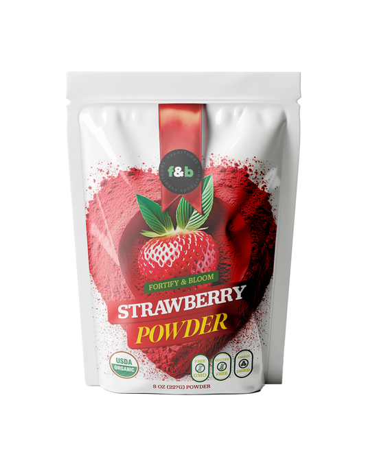 Organic Freeze Dried Strawberry Powder,  8oz (227g) | 100% Natural Fruit Powder | No Sugar| Great Flavor for Drinks, Smoothie | Non-GMO | Gluten free |