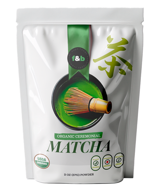 f&b superfoods Matcha Powder (57g) - Organic Ceremonial Grade Authentic Japanese Matcha Green Tea Powder - | Harvested in Japan | for Tea Latte - Zero Sugar, Vegan & 0 Calories