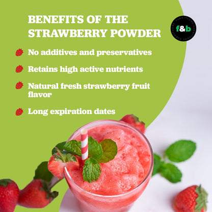 Organic Freeze Dried Strawberry Powder,  8oz (227g) | 100% Natural Fruit Powder | No Sugar| Great Flavor for Drinks, Smoothie | Non-GMO | Gluten free |